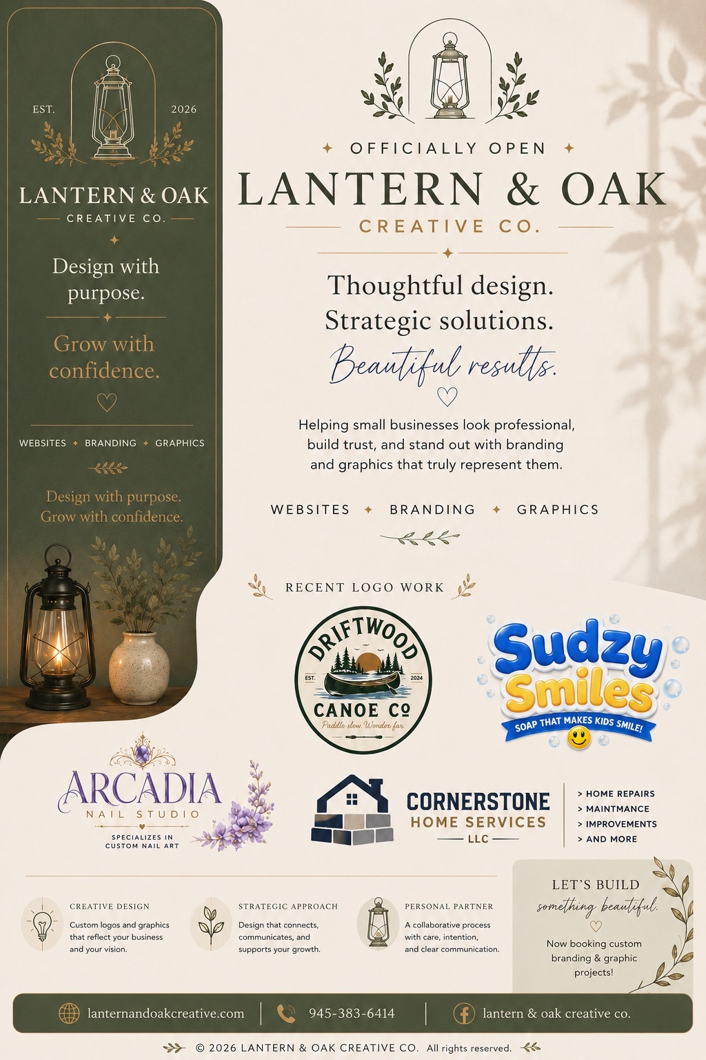 Lantern & Oak Creative Co. officially open flyer